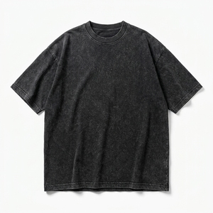 Camiseta Unisex de Algodón Grueso con Lavado Ácido, Corte Holgado y Oversize, Cuello Redondo, Manga Corta, 240g, Estilo Urbano, Informal, para Verano y Gimnasio - Product Image 1
