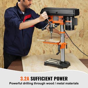 Trapano a Colonna con Telaio in Ghisa da 10 Pollici, 3,2 Amp, 5 Velocità Regolabili, Alimentato a Batteria, 650/1050/1800/2350/3100 RPM - Product Image 2