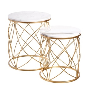 Elegant Metal <b>Nesting</b> <b>Table</b> With Glass Top Stylish <b>Coffee</b> <b>Table</b> <b>Set</b> For Modern Interior Decoration Spaces - Product Image 5