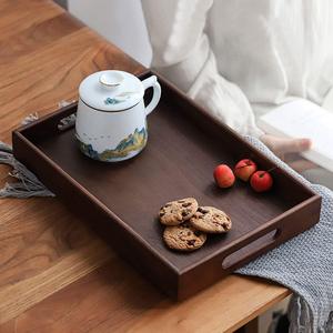 Wood Serving Tray Rectangle 16.5x11.8 Inch Handmade Retro Design With Handles - Product Image 6