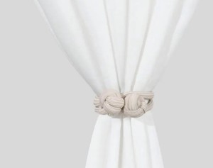 Beige Cotton Curtain <b>Tiebacks</b> Set of 6 Minimalist Knotted Window Holdbacks - Product Image 2