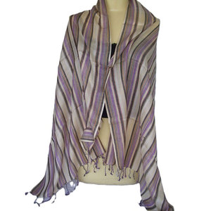 Écharpe en viscose tricotée à rayures élégantes pour hommes et femmes, douce, légère, respirante, tendance, hiver, automne, couverture chaude pour le cou - Product Image 1