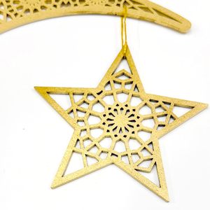 Décoration de l'Aïd : Panneau en bois en forme de lune (30 cm) – Art mural islamique pour la célébration du Ramadan Kareem et de l'Aïd – Panneau lune Ramadan Mubarak - Product Image 4