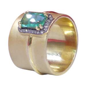 Anillos Unisex de Plata de Ley 925 Chapados en Oro con Diamantes y Esmeraldas, MOQ Bajo, Anillos Antiguos de Moissanita - Product Image 1