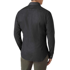 Men Dark Gray Long Sleeve Dress <b>Shirt</b> Turn-down Collar 100% Cotton Anti-Wrinkle Smart Casual Full Sleeve Solid <b>Color</b> Denim <b>Shirt</b> - Product Image 2