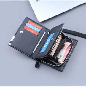 Cartera Minimalista de Cuero PU con Cierre de Cremallera para Tarjetas de Crédito y Efectivo, 6 Pulgadas, Negra - Product Image 1