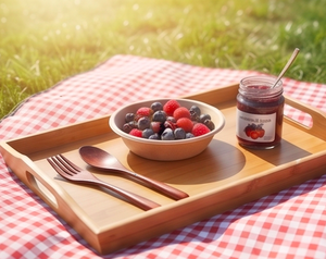 Juego de cubiertos de madera moderno, diseño minimalista y sencillo, acabado mate, ecológico, para uso en campamentos, fiestas y hoteles. - Product Image 2