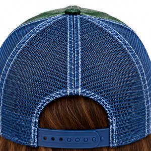 Casquette Trucker Unisexe en Maille avec Broderie Frontale, Réglable, Six Panneaux, Effet Vieilli - Product Image 6