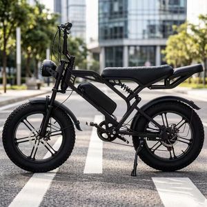 Vélo électrique rétro style neige avec pneus larges 20*4 pouces, batterie lithium 48V 10Ah, double suspension, freins à disque doubles - Product Image 4