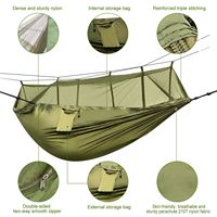 Hamac portable en nylon pour 2 personnes avec moustiquaire, capacité de charge de 600 lb, pour la randonnée en plein air, le camping, avec sangles et crochets