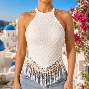 Women's <b>Light</b> Blue Crew <b>Neck</b> Cropped Knit Shirt Short Sleeve Solid Color Zipper Front Loose Fit Casual Spring Summer Wear Quick - Product Image 1