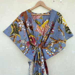 Vestido Kaftán Informal de Verano con Estampado Floral Tropical, sin Mangas, de Algodón, para Mujer, Ropa de Playa, Estilo Asia Pacífico - Product Image 1