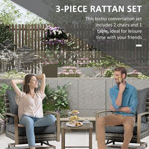 Set Bistrot da Esterno Grigio Scuro con Cuscini Morbidi e Funzione Dondolo, Arredamento per Veranda, Giardino e Prato, Comfort per Vivere all'Aperto - Product Image 5