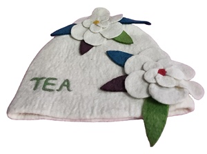 Juego de té de fieltro ecológico hecho a mano y utensilios con hermoso diseño de flores para uso en la cocina y decoraciones para fiestas - Product Image 3