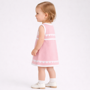 Vestidos de Suéter Tejido sin Mangas de Algodón y Cachemira Rosa para Bebés y Niñas Pequeñas, Diseño OEM - Product Image 2