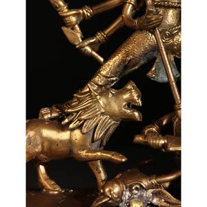 8 \ "Estatua de latón de Mahishasura-Mardini Diosa Durga Dhokra Escultura de arte - Product Image 2