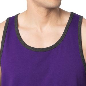 เสื้อกล้ามแขนกุดสีม่วงสำหรับผู้ชาย คอกลม สีพื้น เสื้อถักลำลอง - Product Image 5