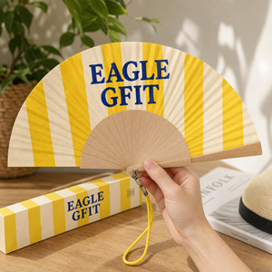 Éventail pliant artisanal personnalisé avec logo imprimé, emballage cadeau sur mesure, décoration de mariage, éventail en bois massif - Product Image 6