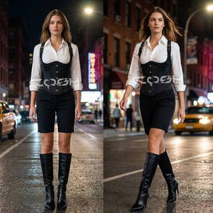 Corsé gótico negro de algodón con hebilla y tirantes para debajo del busto - Product Image 4