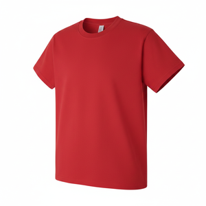 T-shirt rouge à manches courtes pour homme, 100 % coton, col rond, coupe classique, décontracté, jersey uni, couleur unie, design simple - Product Image 6