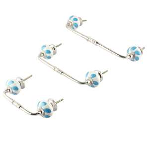 Poignée d'armoire en vrac faite à la main en céramique bleu clair ventilateur peint en gros commode Lot Vintage tiroir armoire porte tirer - Product Image 4