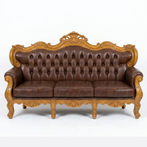 Living Room <b>Convertible</b> <b>Sofa</b> Set Made of Solid Teak Wood with Soft Foam Lining and Beautiful Carvings Modern Design - Product Image 2