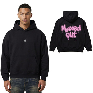 เสื้อฮู้ดดี้ทรงโอเวอร์ไซส์ ผ้าฝ้ายฟลีซสีดำ พิมพ์ลายกราฟิก สไตล์สตรีทแวร์ รับทำโลโก้ตามสั่ง ขายส่ง OEM สำหรับผู้ชาย - Product Image 1