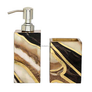 ชุดห้องน้ำเคลือบเรซิ่น ทาสีด้วยมือ กันน้ำ พร้อมที่ปั๊มสบู่ ที่วางแปรง ที่วางจาน ชุดของขวัญสุดหรูสำหรับบ้าน - Product Image 6