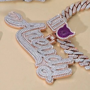 Colgantes y Dijes Personalizados con Letras, Diamante Moissanita VVS Color D, Plata de Ley 925, Chapado en Oro, Colgante de Moissanita con Incrustaciones de Diamantes - Product Image 5