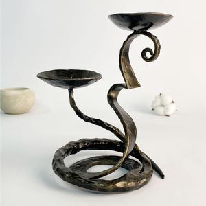 Candelabro de Hierro Forjado a Mano, Soporte para Joyas, Escultura Metálica Rústica, Decoración Artesanal de Ferretero, Regalo Artesanal, Decoración Gótica para el Hogar - Product Image 4