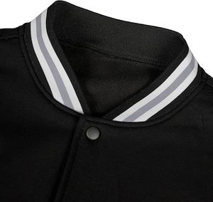 High Quality Men's Varsity Jackets Thin <b>Stand</b> Collar Light <b>Weight</b> Winter Wool Body Leather Sleeve Best Design Plain Fabric Front - Product Image 4