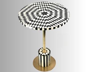 Table à tiroirs ILAHI avec incrustation de os et support en laiton, design moderne, détails en agate, rangement à trois niveaux, meuble portable pour la maison - Product Image 5