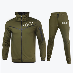 ชุดเซ็ต 2 ชิ้น เสื้อแจ็คเก็ตและกางเกง Unisex Tech ผ้าฝ้าย 100% ชุดออกกำลังกายทันสมัย เสื้อแจ็คเก็ตมีฮู้ดสำหรับผู้หญิง มีหลายขนาด - Product Image 1