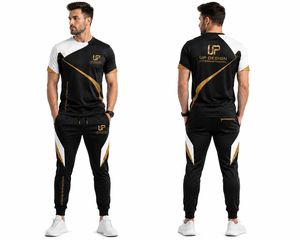 ชุดเสื้อยืดและกางเกงวอร์มโพลีเอสเตอร์แบบซับลิเมชั่นสำหรับผู้ชาย ชุดกีฬาออกกำลังกาย ฟิตเนส วิ่ง  รับผลิตแบบ OEM ODM - Product Image 1