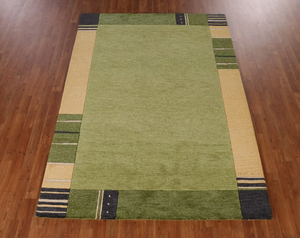 พรมขนสัตว์ทอมือคุณภาพสูง สีเขียวพื้นหลากสี  ไม่ลื่น  ผลิตด้วยมือ เป็นมิตรกับสิ่งแวดล้อม เหมาะสำหรับห้องนั่งเล่น เด็ก และใช้ในเชิงพาณิชย์ - Product Image 1