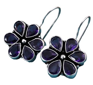 Oxidized <b>Silver</b> Floral Drop <b>Earrings</b> Wholesale | Multi Color Gemstone <b>Dangle</b> <b>Earrings</b> | Handmade Indian Jewelry Bulk Manufacture - Product Image 6