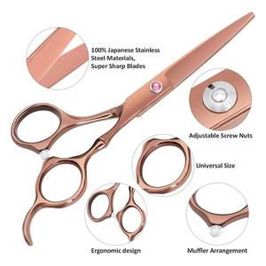 Ensemble de ciseaux à effiler professionnels, couleur personnalisée, acier inoxydable 440C, lame tranchante, manche moyen, pour droitiers, usage en salon, 28 - Product Image 2