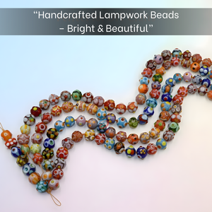 Handmade Lampwork Glass Loose <b>Beads</b> | Colorful Mixed Style Multi Shape Dotted Designs | DIY Crafts 8" Strand - Product Image 2