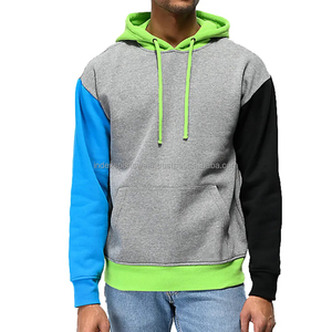 Sweat à capuche pour homme en polaire, color block noir et rouge, décontracté, coupe classique, tricoté, avec poches, pour l'automne - Product Image 4