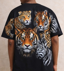 Camisetas de punto con estampado de animales al por mayor para hombre, cuello redondo, totalmente personalizables, de seda/algodón, estilo urbano - Product Image 2