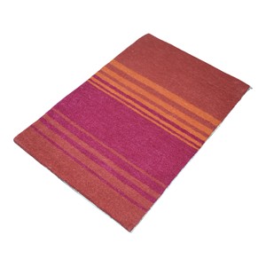 Tapis moderne en laine rouge-orange tufté à la main, design rayé, pour salon, chambre, hôtel - Product Image 6