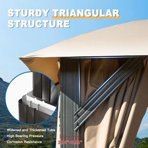 Carpa de Jardín de 10x14 Pies con Estructura Metálica Resistente, Doble Techo, Cortinas de Privacidad y Mosquiteras - Product Image 3
