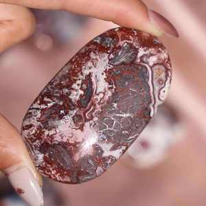 Vente en gros, produit phare : Magnifique pierre ovale authentique en cristal, pierre de méditation, pierres de guérison chakra de poche, Agate Lace Rouge du Mexique, Agate Palm - Product Image 4