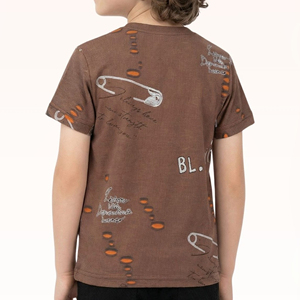 Camisetas de Verano para Niños, Informales, de Algodón Tejido, Etiquetas Personalizadas, Manga Corta, Estampados de Alta Calidad, Cuello Redondo - Product Image 3