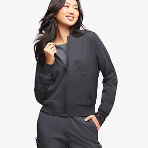 Nuevo Diseño de Blusa Larga de Hospital para Mujer, a la Moda, Personalizada, Lisa, Ajustada, con Cremallera Completa, 72% Poliéster/21% Rayón/7% Elastano, Tejido Twill - Product Image 1