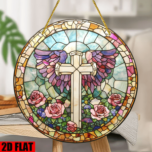 CIFbuy Acrylic Stained Glass Suncatchers Rainbow Cross Decorazione da appendere alla finestra per la casa, la chiesa, il matrimonio, decorazioni in cristallo Suncatchers - Product Image 5