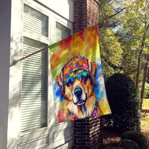 Hippie Dawg gran porche manga poste decorativo patio Banner Multicolor poliéster casa pared colgante ilustraciones Multicolor - Product Image 2