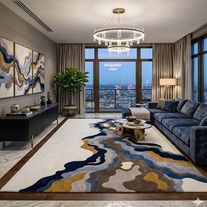Modern Abstract hand Tufted Area Rug | Soft Plush Carpet for Living Room Bedroom Artistic Nordic Decorative <b>Floor</b> Mat Home Decor - Product Image 1
