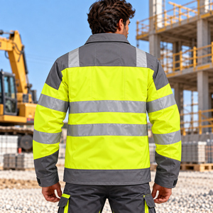 Construction Bomber <b>Jackets</b> Waterproof with Pockets and Zipper Black Bottom Reflective For Construction And Road <b>Workers</b> - Product Image 3