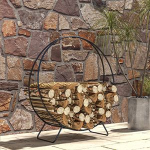Outsunny Heavy-Duty 40-Inch Firewood <b>Rack</b> Waterproof Zipper Cover for <b>Indoor</b> Outdoor <b>Logs</b> Stacker Black Fireplace Storage - Product Image 2